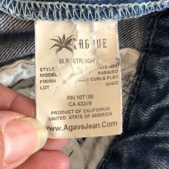 Agave Nectar "Paraiso" Slim Straight Stretch Jeans Sz 27 Light wash Distressed - Picture 10 of 11